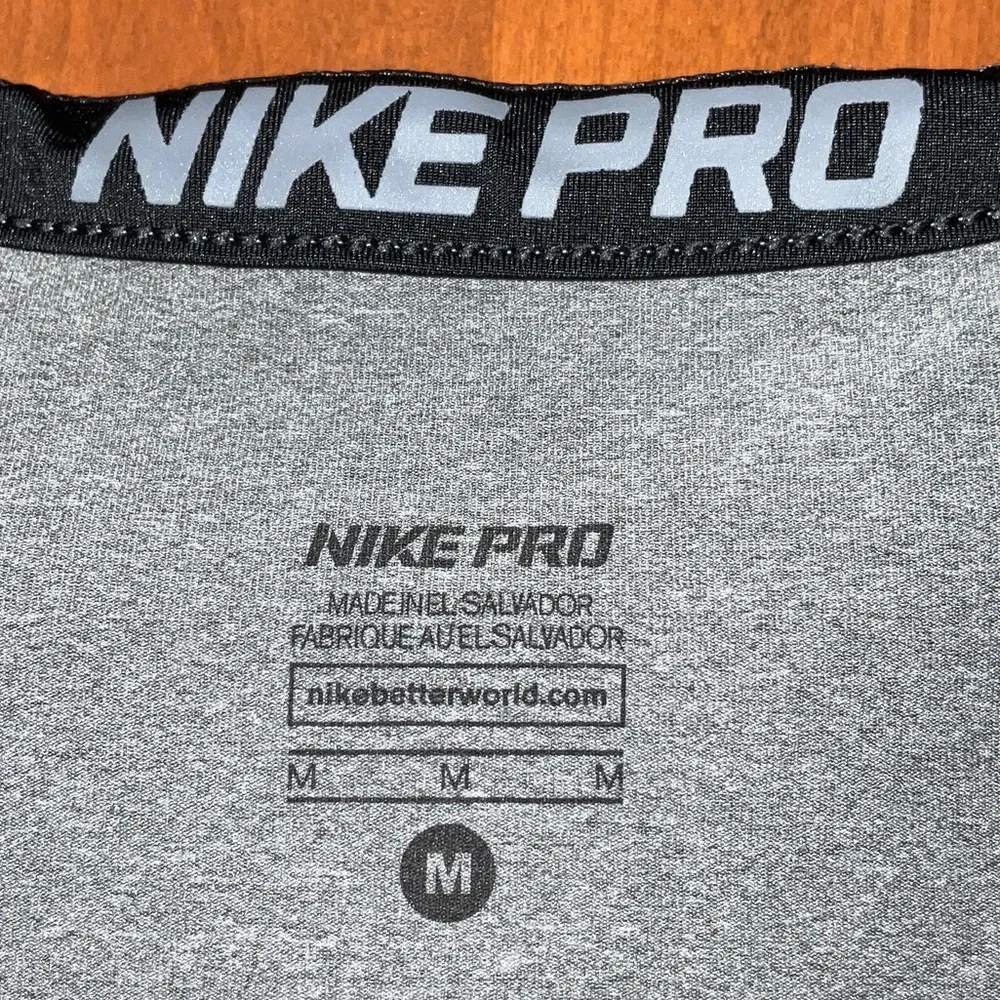 Nike Pro Women's Long Sleeve V-Neck Top - Light Gray with Black Swoosh - Picture 3 of 7